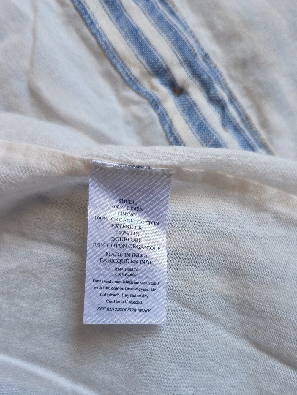 Faherty Striped Button-Front Blue and White Linen Midi Skirt - Picture 15 of 16